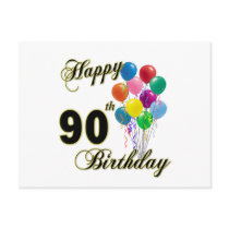 Happy 90th Birthday Gifts and Birthday Apparel Post Card