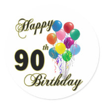 Happy 90th Birthday Gifts and Birthday Apparel Stickers