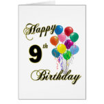 Happy 9th Birthday Gifts and Birthday Apparel Greeting Card