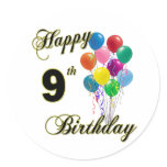 Happy 9th Birthday Gifts and Birthday Apparel stickers