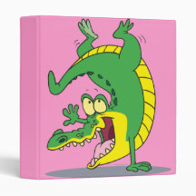 happy alligator crocodile cartoon dancing vinyl binders