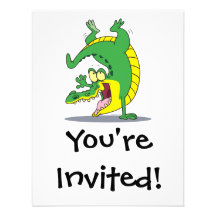 happy alligator crocodile cartoon dancing custom announcements