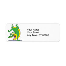 happy alligator crocodile cartoon dancing custom return address label