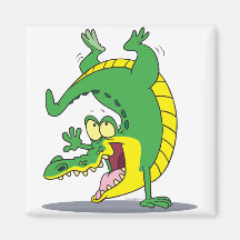 happy alligator crocodile cartoon dancing magnet