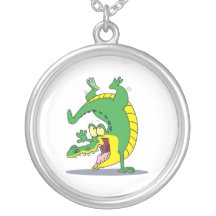 happy alligator crocodile cartoon dancing necklaces