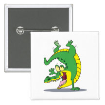 happy alligator crocodile cartoon dancing pin