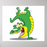 happy alligator crocodile cartoon dancing posters