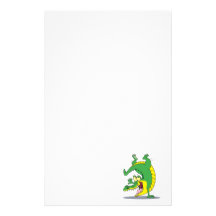 happy alligator crocodile cartoon dancing stationery design
