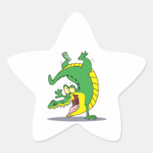 happy alligator crocodile cartoon dancing star stickers