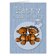 happy anniversary bears - 30 year card