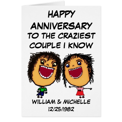 Happy Anniversary Crazy Cartoon Couple | Zazzle