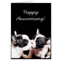 Happy Anniversary French bulldog greeting card