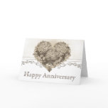 happy anniversary greetings card with floral heart
