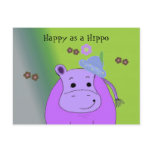 Happy as a Hippo - Purple Hippopotamus Post Card