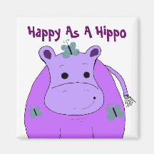 Happy As A Hippo Refrigerator Magnet