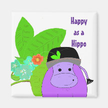 Happy as a Hippo Refrigerator Magnets