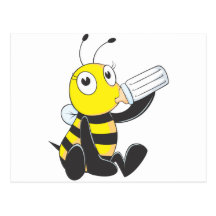 Happy Baby Bee Drinking Milk Post Card