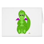 Happy Baby Green Dragon Purple Wings Greeting Card