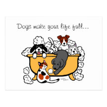 Happy Bath Time Black Labrador Cartoon Post Card