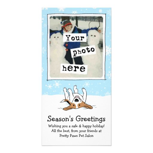 Happy Beagle in the Snow Customized Photo Card