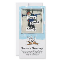 Happy Beagle in the Snow Customized Photo Card