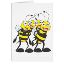 Happy Bee Family Having Fun Together Cards