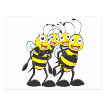 Happy Bee Family Having Fun Together Postcards
