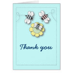 Happy Bee Family in Blue Thank You Card