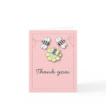Happy Bee Family in Pink Thank You Card