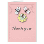 Happy Bee Family in Pink Thank You Card