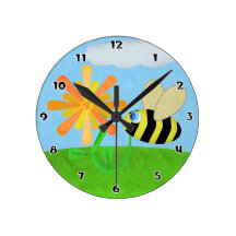 Happy Bee Round Wall Clock