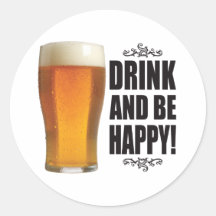 Happy Beer. Round Stickers