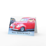 Happy Belated Birthday Red car greeting card