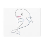 Happy Beluga Whale Cartoon Post Card