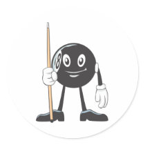 Happy Billiard Eight Ball Round Stickers