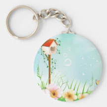 Happy Birdhouse Keychain