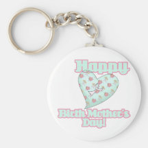 Happy Birth Mothers Day Ribbon Heart Keychain