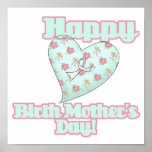 Happy Birth Mothers Day Ribbon Heart posters