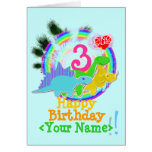 Happy Birthday 3 Years, Your Name Dino Card