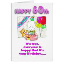 Happy Birthday 60th card with cake_60th