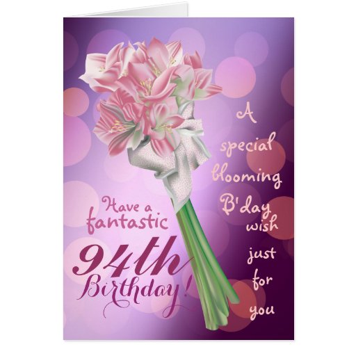 Happy Birthday 94th Pink Flowers Greeting Card Zazzle