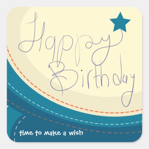 Happy Birthday abstract blue gift seal Stickers