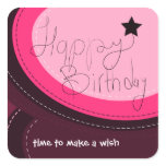 Happy Birthday abstract pink gift seal stickers