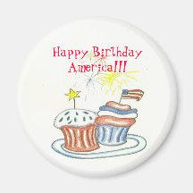 Happy Birthday America Button Magnet