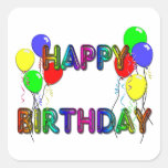 Happy Birthday Ballons D1 Square Stickers