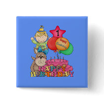 Happy Birthday Balloons Boy 1 Year Old Pinback Buttons
