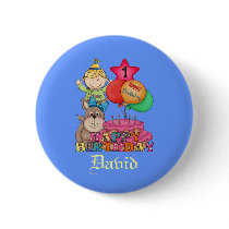 Happy Birthday Balloons Boy 1 Year Old Pinback Button