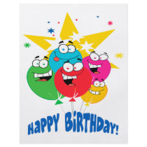 happy birthday balloons with faces cartoon custom flyer