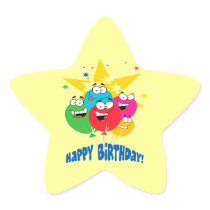 happy birthday balloons with faces cartoon sticker