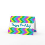 Happy Birthday Blue and Colours Chevron Pattern